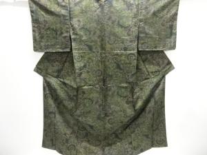 亀甲に人物・動物更紗模様本場大島紬着物(染)